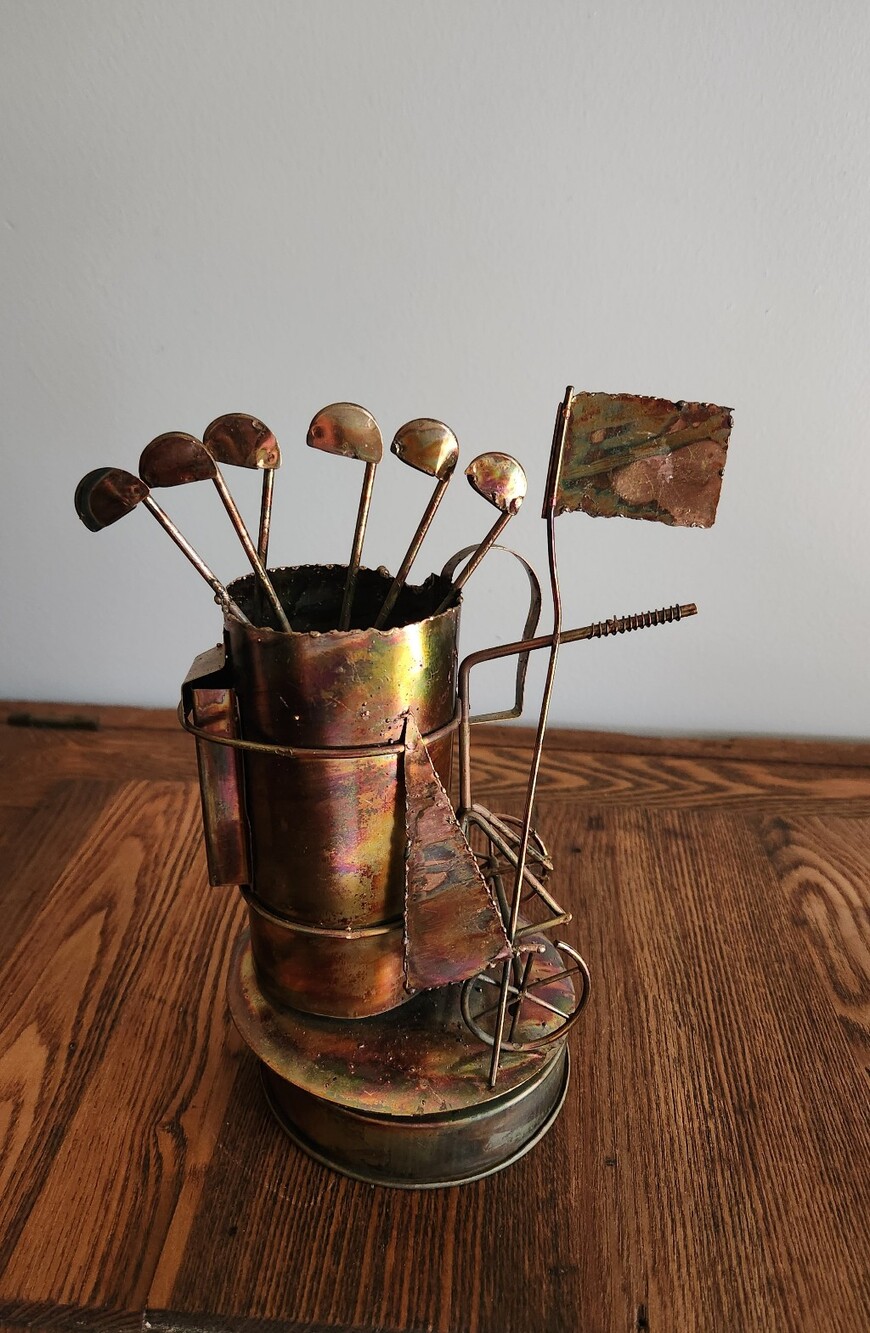 Vintage Golf Copper Rotating Music Box Plays "MY WAY"Berkeley Designs 9"T